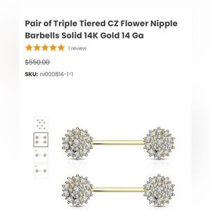 14 karat gold nipple ring in brand new condition